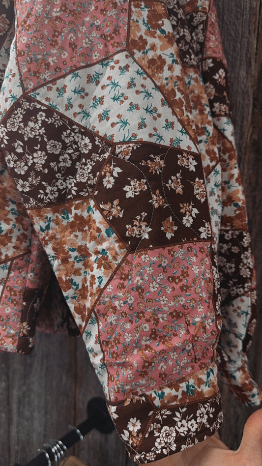 Quilted Floral Button Up Jacket