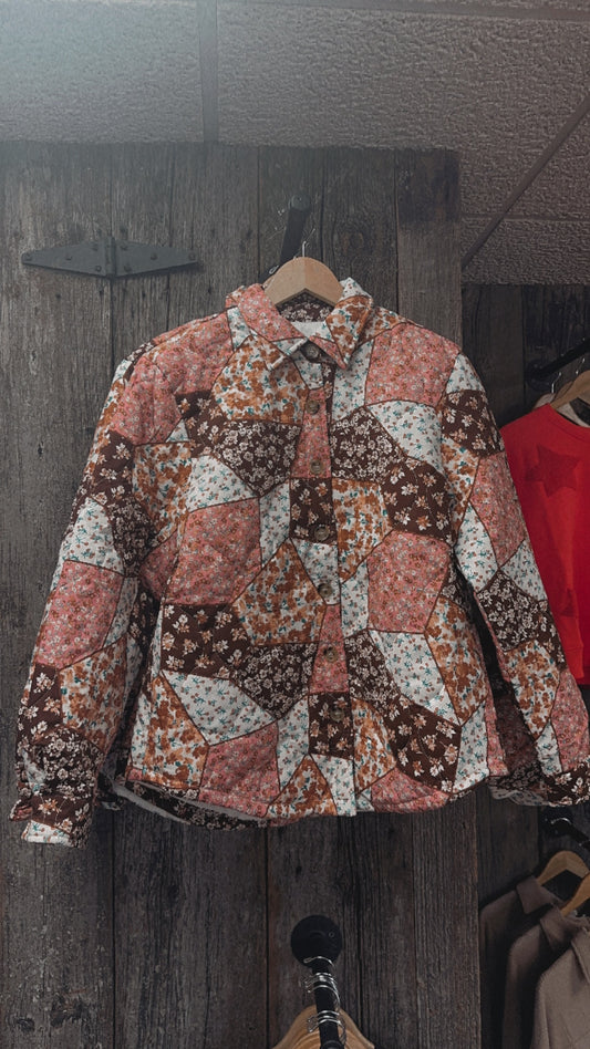 Quilted Floral Button Up Jacket